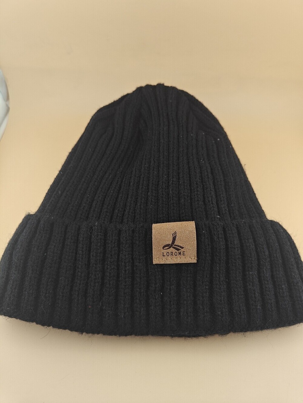 Lorome Women's Black Ribbed Knit Beanie Hat